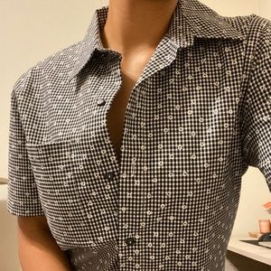 Vintage Mini Flower Black/White Dress Shirt